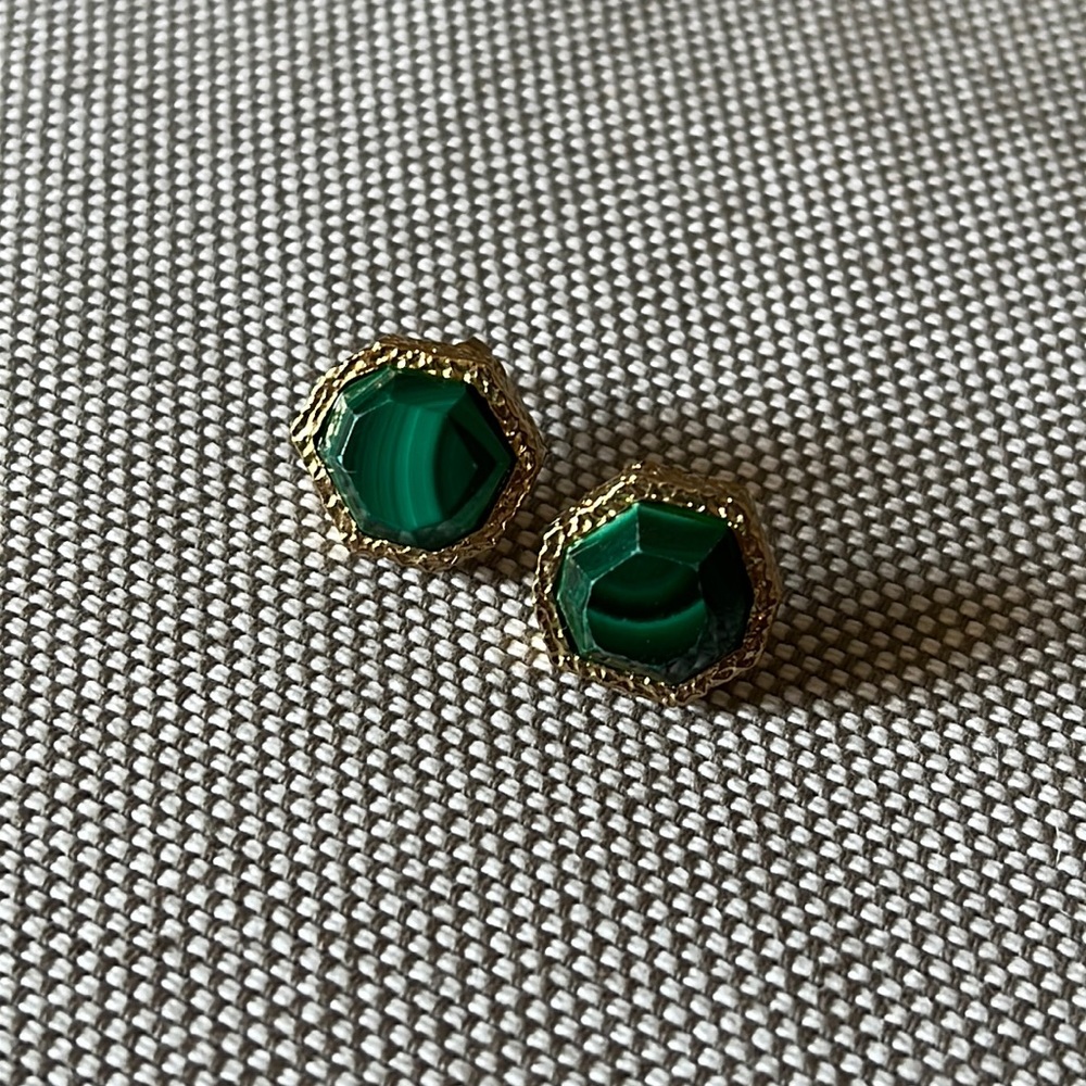 Isharya green and gold stud earrings
